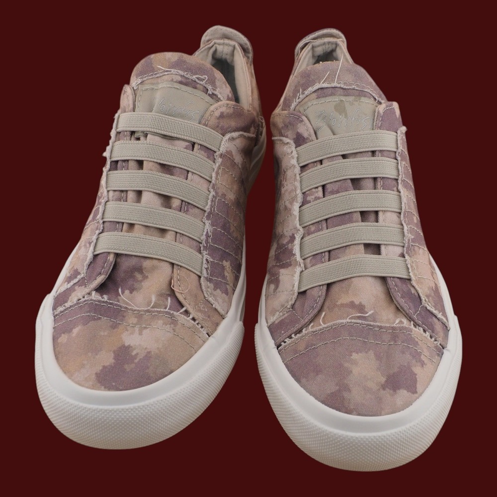 Blowfish Malibu Play Camo Canvas Slip On Sneakers Purple Tan ZS0011 Womens Sz 9